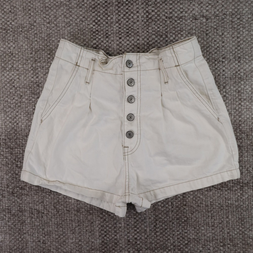 Abercrombie & Fitch Natural Rise Short Womens 2 26 White Excellent Button Fly
